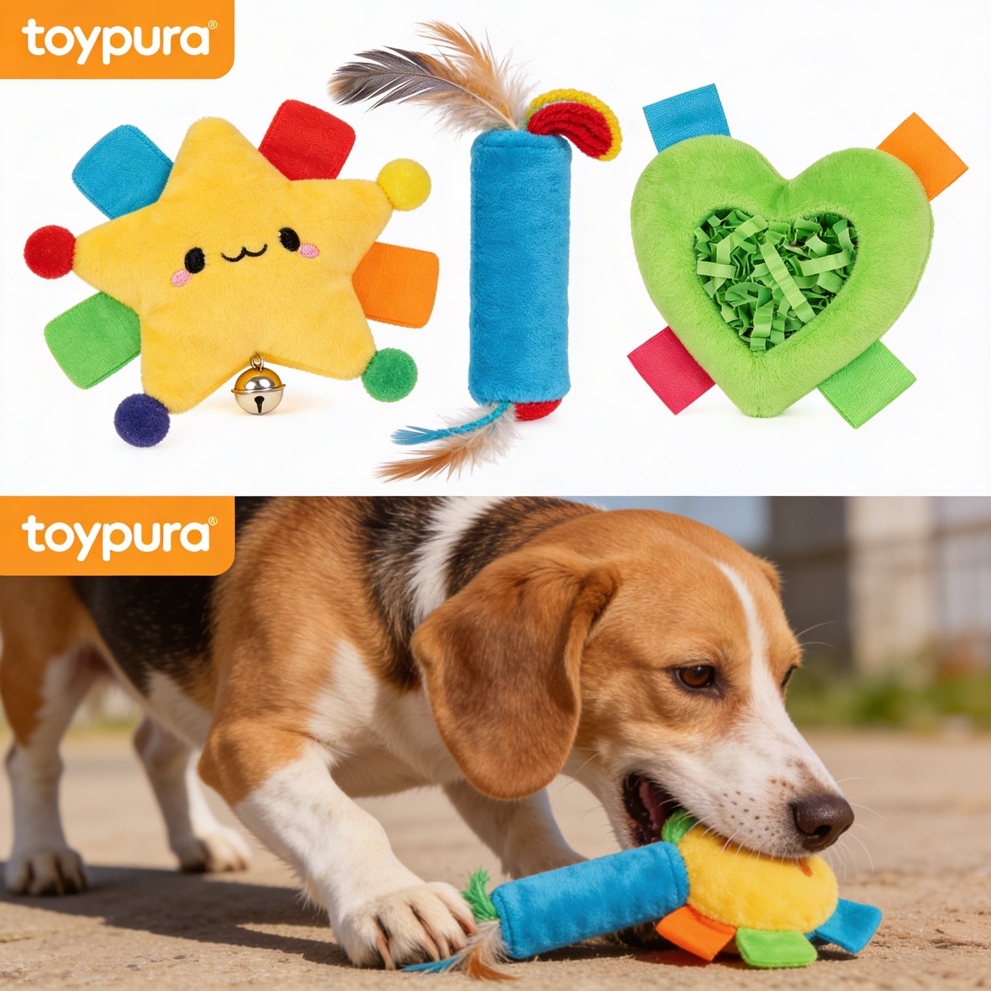toypura® Interactive Tug & Kick Dog Toy – Premium Playtime for Active Dogs | Durable, Stress-Relieving Toy for Kicking, Wrestling & Chewing